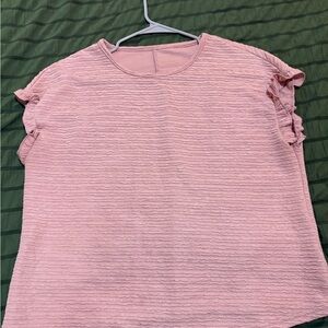 SHEIN Pink Textured Ruffle Sleeve Blouse